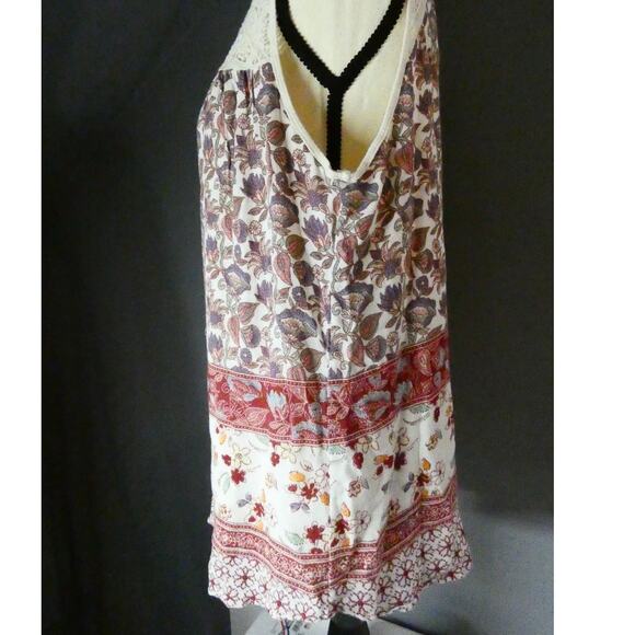 Maeve Anthropology Women's Large Rayon Sleeveless Blouse Crochet Floral - Picture 4 of 8